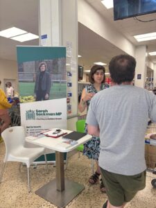 Sarah hosting a surgery in Finchley Tesco
