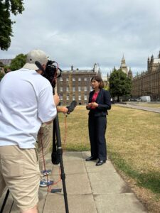Giving my first interview on the green outside Parliament